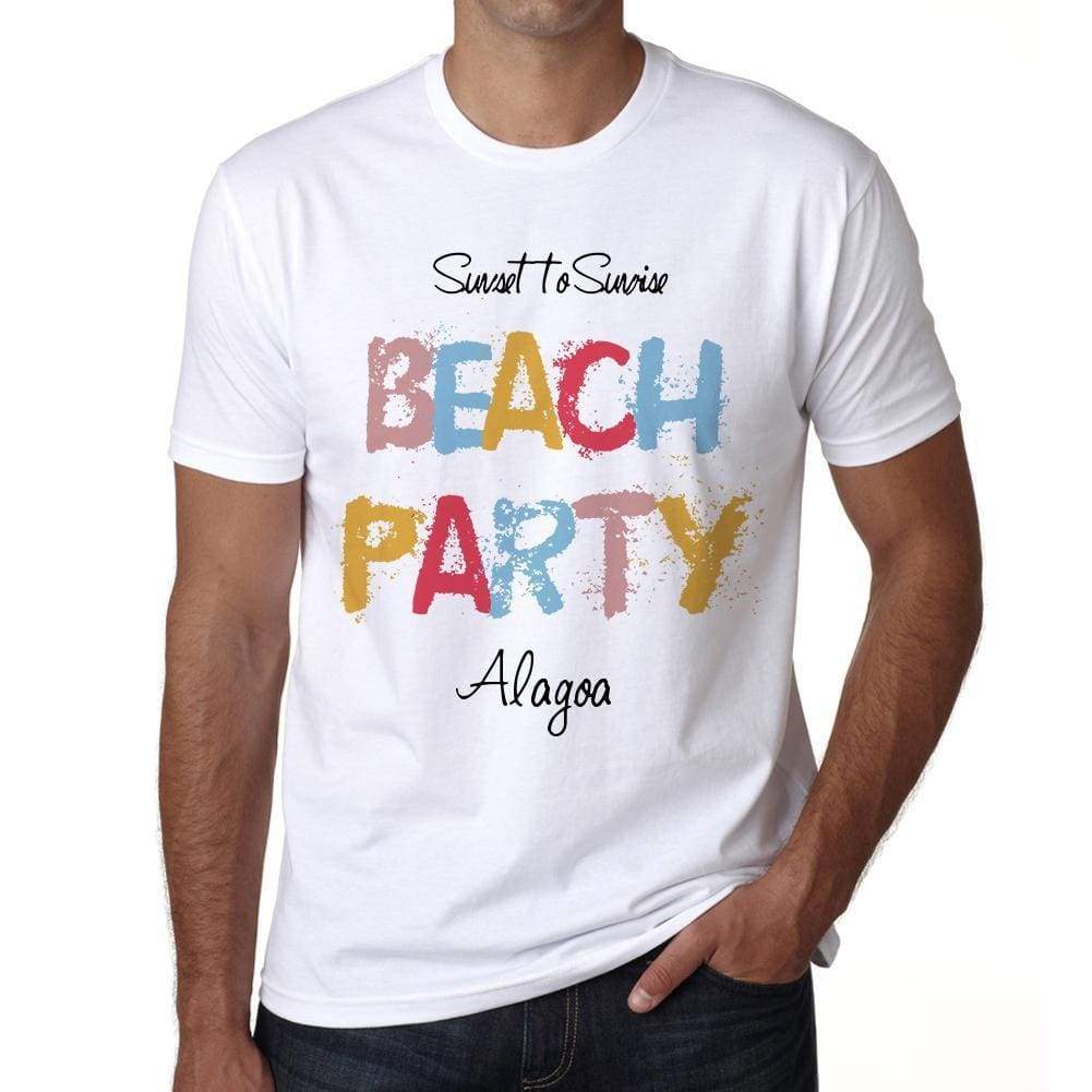 Alagoa Beach Party White Mens Short Sleeve Round Neck T-Shirt 00279 - White / S - Casual