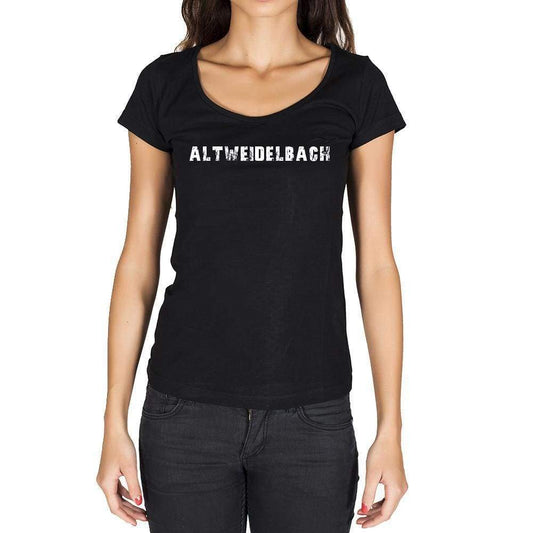 Altweidelbach German Cities Black Womens Short Sleeve Round Neck T-Shirt 00002 - Casual