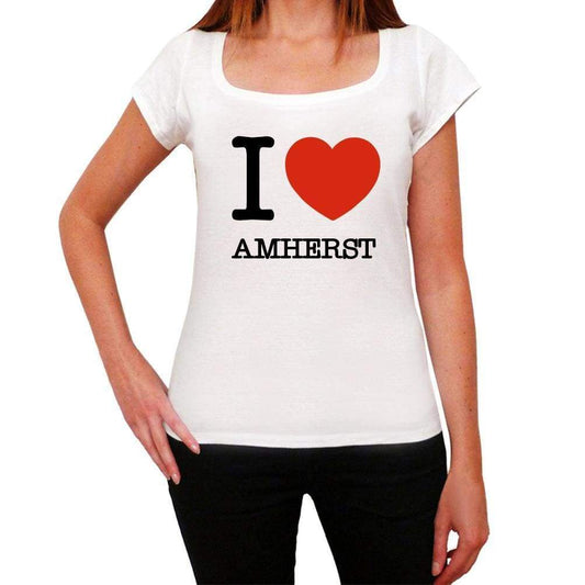 Amherst I Love Citys White Womens Short Sleeve Round Neck T-Shirt 00012 - White / Xs - Casual