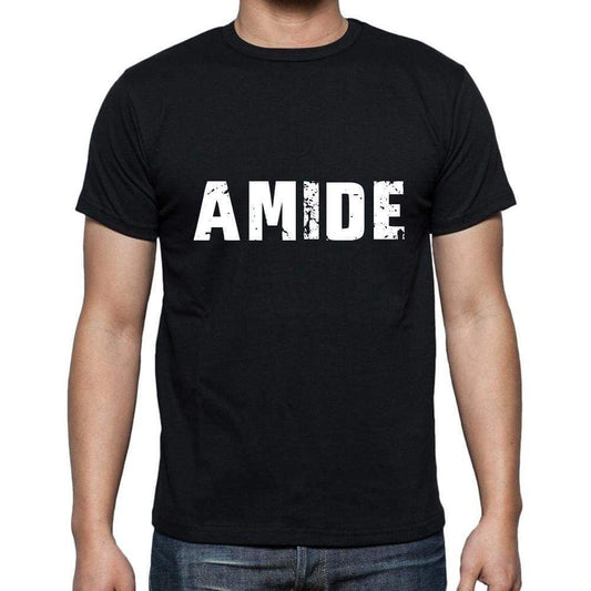 Amide Mens Short Sleeve Round Neck T-Shirt 5 Letters Black Word 00006 - Casual