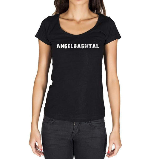 Angelbachtal German Cities Black Womens Short Sleeve Round Neck T-Shirt 00002 - Casual