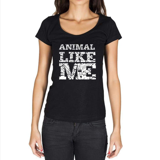 Animal Like Me Black Womens Short Sleeve Round Neck T-Shirt 00054 - Black / Xs - Casual