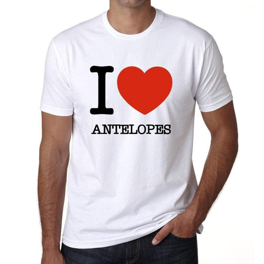 Antelopes I Love Animals White Mens Short Sleeve Round Neck T-Shirt 00064 - White / S - Casual