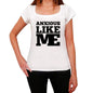 Anxious Like Me White Womens Short Sleeve Round Neck T-Shirt 00056 - White / Xs - Casual