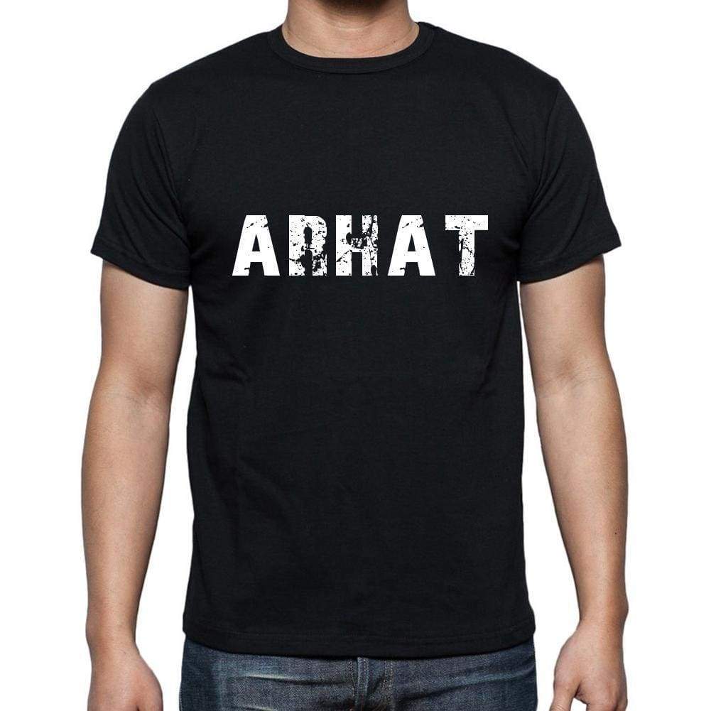 Arhat Mens Short Sleeve Round Neck T-Shirt 5 Letters Black Word 00006 - Casual