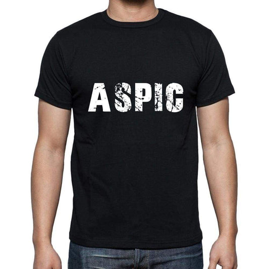Aspic Mens Short Sleeve Round Neck T-Shirt 5 Letters Black Word 00006 - Casual
