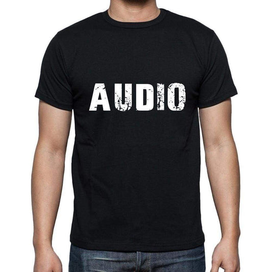 Audio Mens Short Sleeve Round Neck T-Shirt 5 Letters Black Word 00006 - Casual