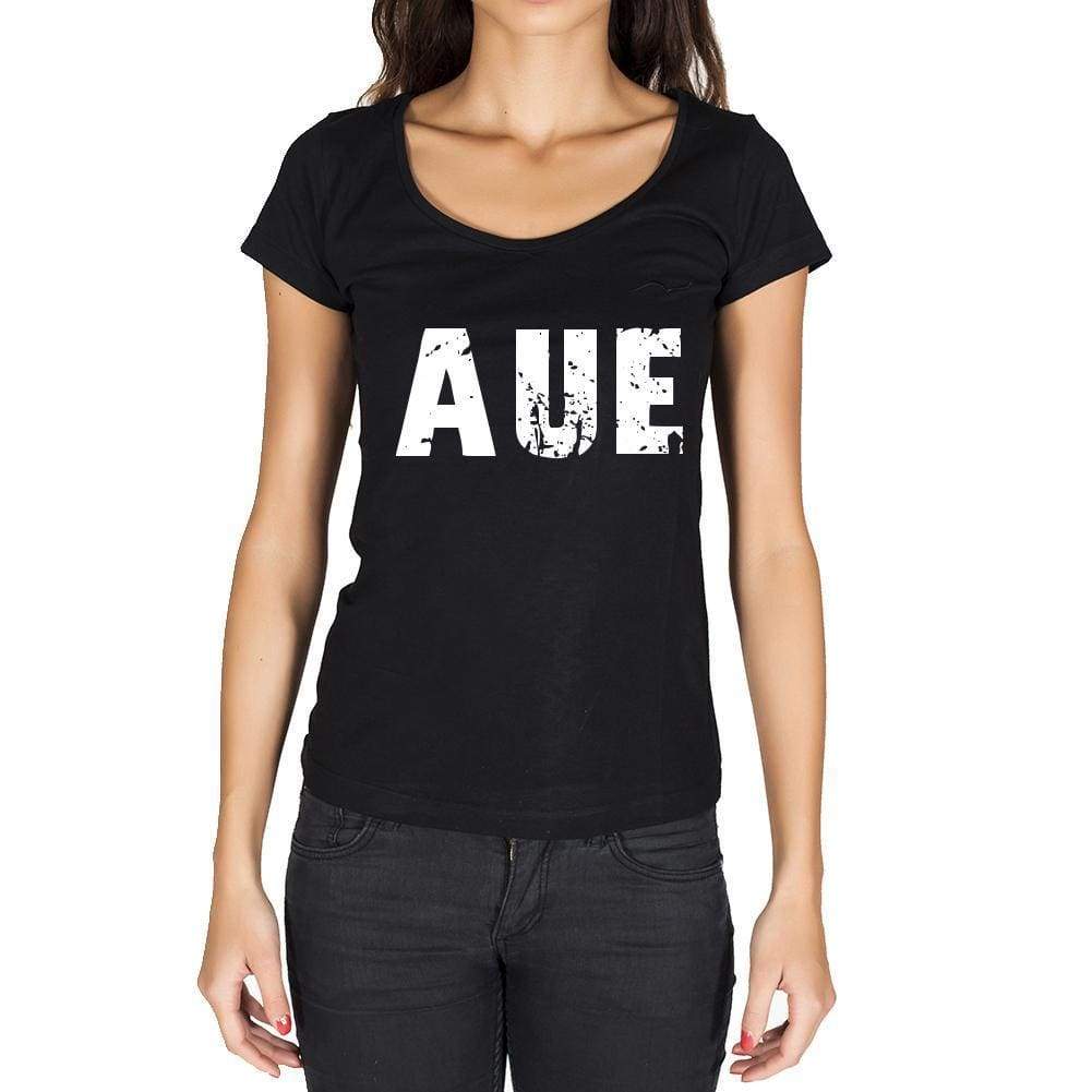 Aue German Cities Black Womens Short Sleeve Round Neck T-Shirt 00002 - Casual