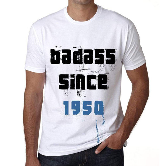 Badass Since 1950 Men's T-shirt White Birthday Gift 00429 - Ultrabasic