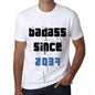 Badass Since 2037 Mens T-Shirt White Birthday Gift 00429 - White / Xs - Casual