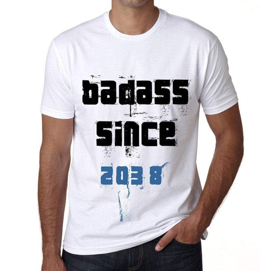 Badass Since 2038 Mens T-Shirt White Birthday Gift 00429 - White / Xs - Casual