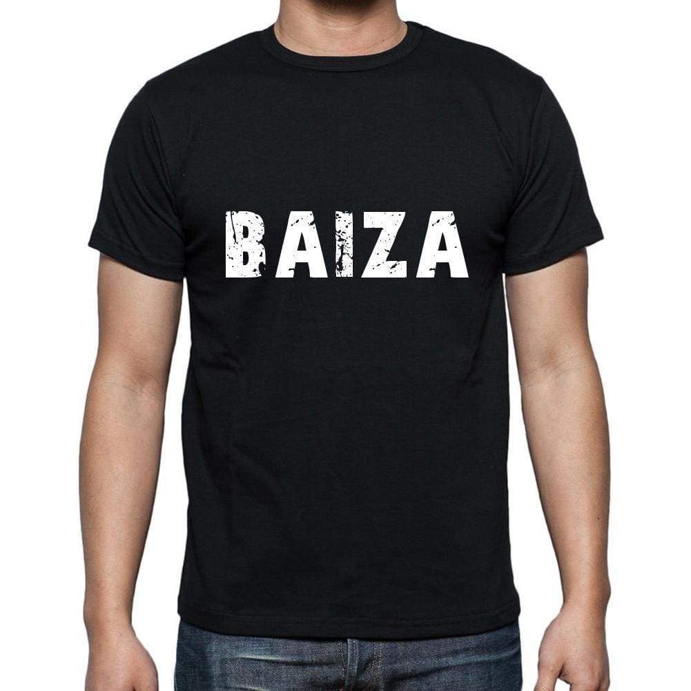 Baiza Mens Short Sleeve Round Neck T-Shirt 5 Letters Black Word 00006 - Casual