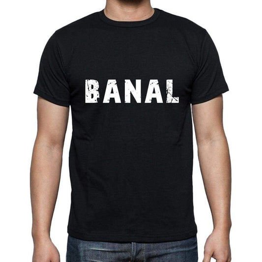 Banal Mens Short Sleeve Round Neck T-Shirt 5 Letters Black Word 00006 - Casual