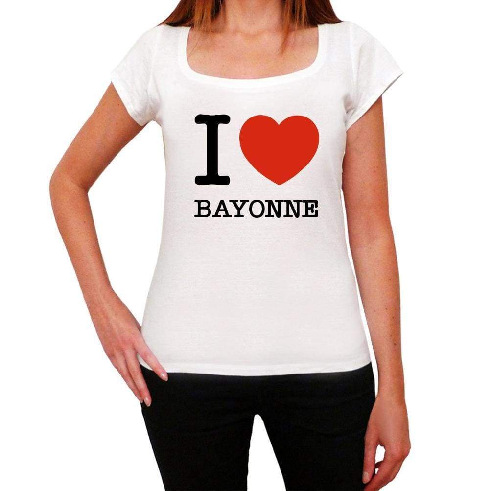 Bayonne I Love Citys White Womens Short Sleeve Round Neck T-Shirt 00012 - White / Xs - Casual