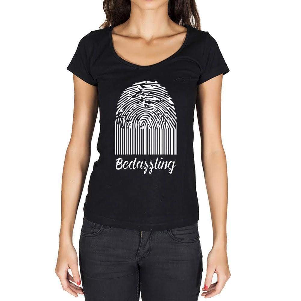 Bedazzling Fingerprint Black Womens Short Sleeve Round Neck T-Shirt Gift T-Shirt 00305 - Black / Xs - Casual