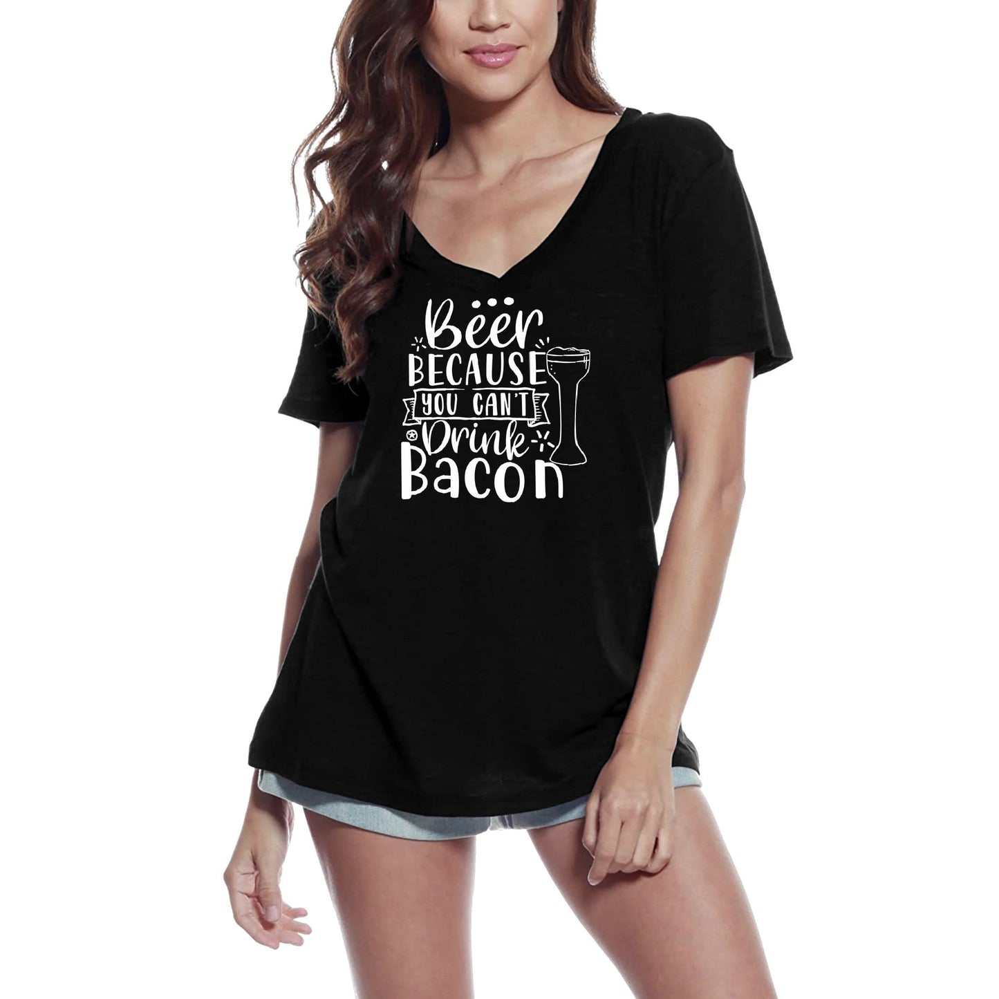 ULTRABASIC Women's T-Shirt Beer Because You Can't Drink Bacon - Funny Short Sleeve Tee Shirt