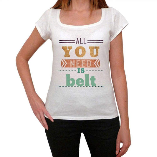 Belt Womens Short Sleeve Round Neck T-Shirt 00024 - Casual
