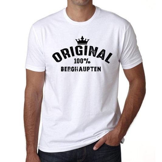 Berghaupten 100% German City White Mens Short Sleeve Round Neck T-Shirt 00001 - Casual