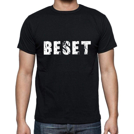 Beset Mens Short Sleeve Round Neck T-Shirt 5 Letters Black Word 00006 - Casual