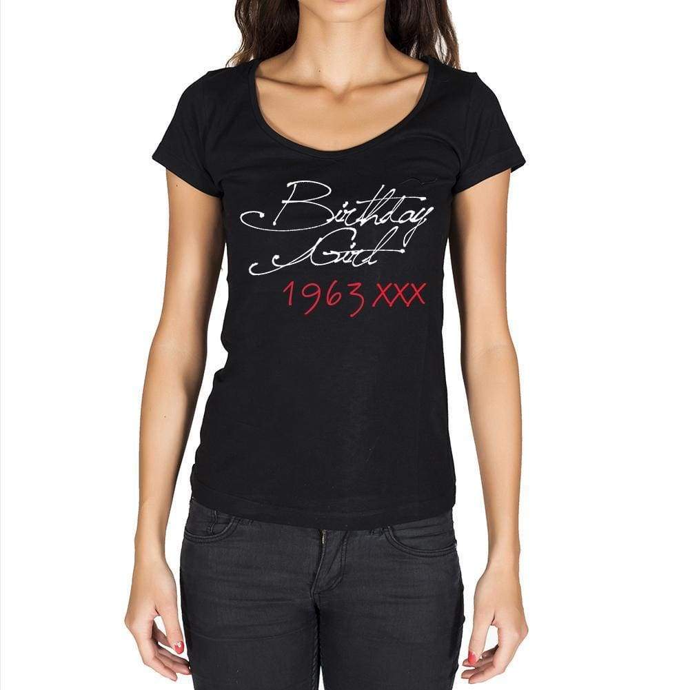 Birthday Girl 1963 Black Womens Short Sleeve Round Neck T-Shirt 00099 - Black / Xs - Casual