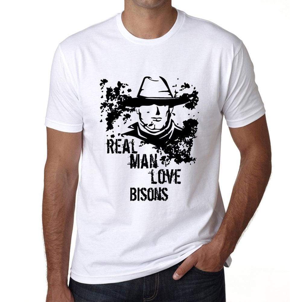 Bisons Real Men Love Bisons Mens T Shirt White Birthday Gift 00539 - White / Xs - Casual