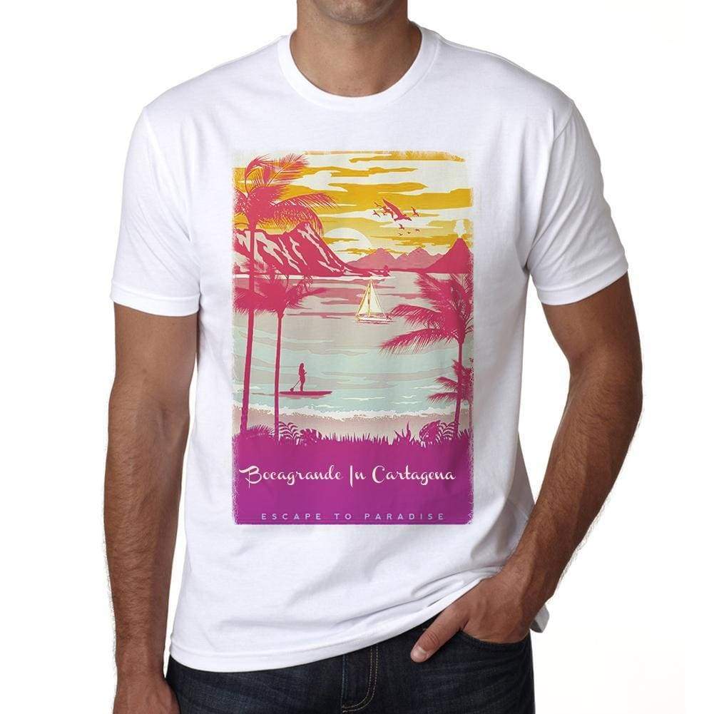 Bocagrande In Cartagena Escape To Paradise White Mens Short Sleeve Round Neck T-Shirt 00281 - White / S - Casual