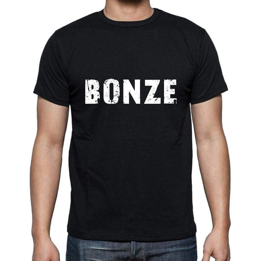 Bonze Mens Short Sleeve Round Neck T-Shirt 5 Letters Black Word 00006 - Casual