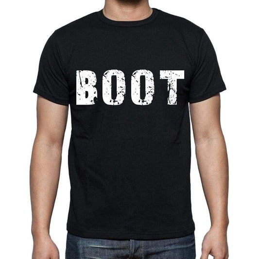 Boot White Letters Mens Short Sleeve Round Neck T-Shirt 00007