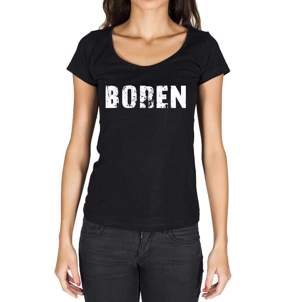 Boren German Cities Black Womens Short Sleeve Round Neck T-Shirt 00002 - Casual