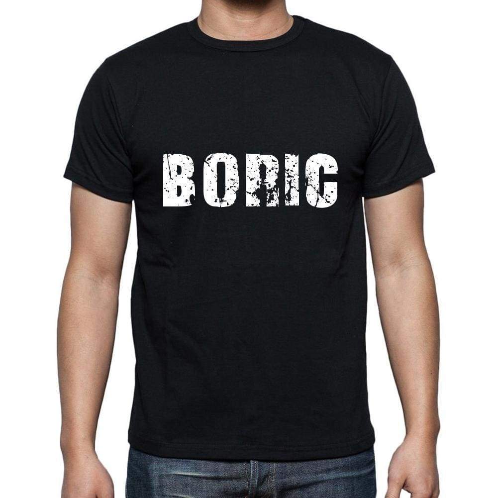 Boric Mens Short Sleeve Round Neck T-Shirt 5 Letters Black Word 00006 - Casual