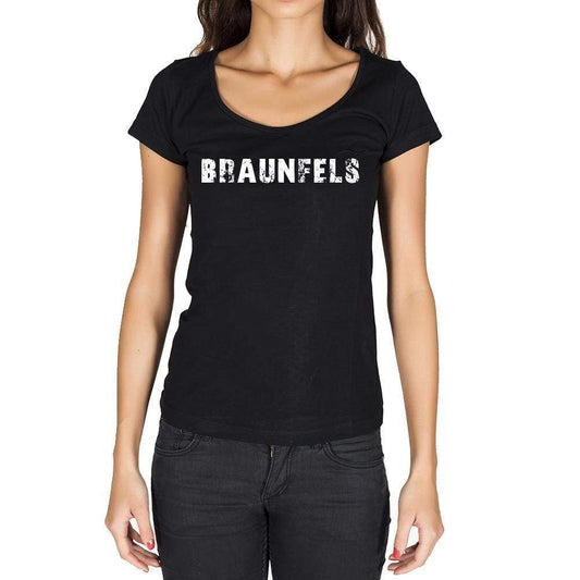 Braunfels German Cities Black Womens Short Sleeve Round Neck T-Shirt 00002 - Casual