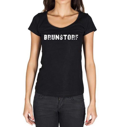 Brunstorf German Cities Black Womens Short Sleeve Round Neck T-Shirt 00002 - Casual