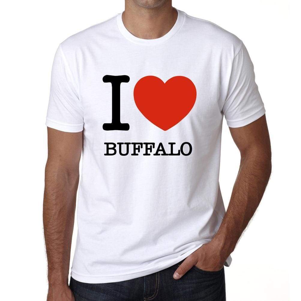 Buffalo I Love Animals White Mens Short Sleeve Round Neck T-Shirt 00064 - White / S - Casual
