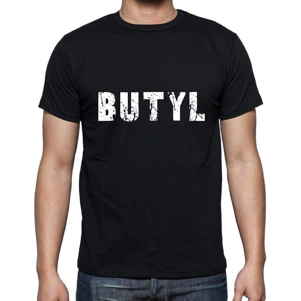 Butyl Mens Short Sleeve Round Neck T-Shirt 5 Letters Black Word 00006 - Casual