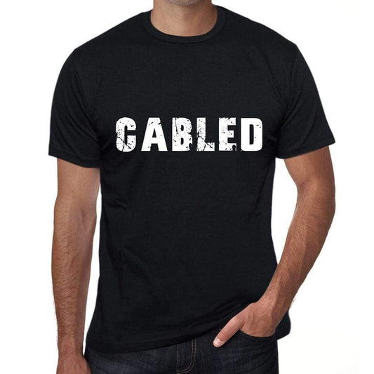 Cabled Mens Vintage T Shirt Black Birthday Gift 00554 - Black / Xs - Casual
