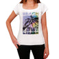 Camaron Beach Name Palm White Womens Short Sleeve Round Neck T-Shirt 00287 - White / Xs - Casual