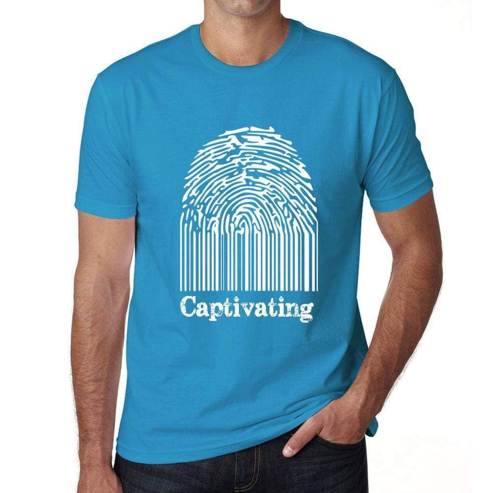 Captivating Fingerprint Blue Mens Short Sleeve Round Neck T-Shirt Gift T-Shirt 00311 - Blue / S - Casual