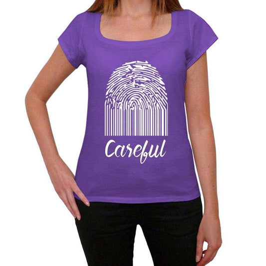 Careful Fingerprint Purple Womens Short Sleeve Round Neck T-Shirt Gift T-Shirt 00310 - Purple / Xs - Casual