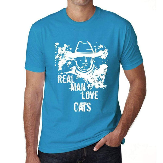 Cats Real Men Love Cats Mens T Shirt Blue Birthday Gift 00541 - Blue / Xs - Casual