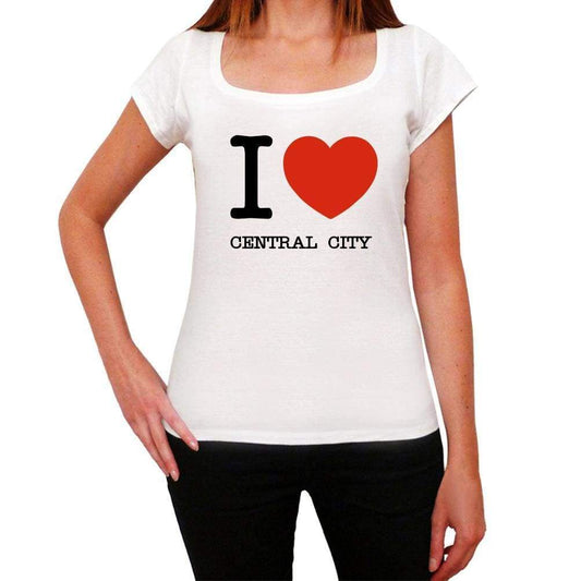 Central City I Love Citys White Womens Short Sleeve Round Neck T-Shirt 00012 - White / Xs - Casual