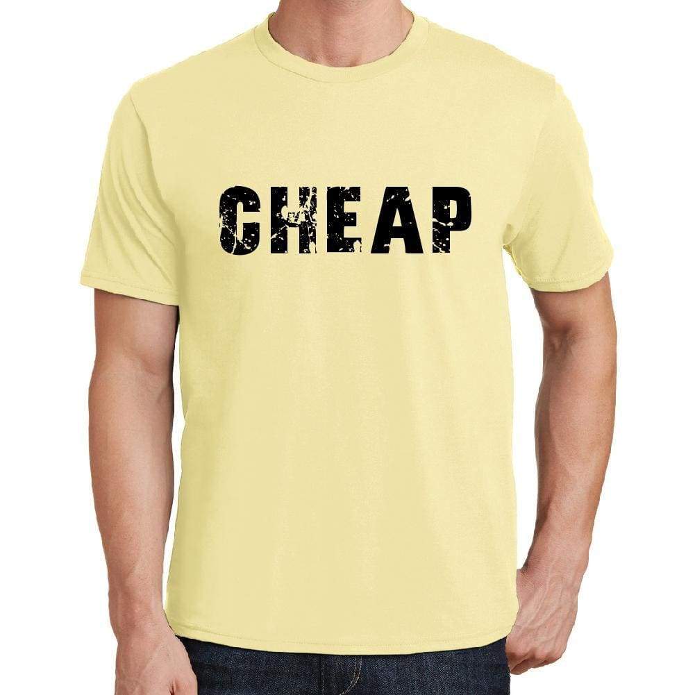 Cheap Mens Short Sleeve Round Neck T-Shirt 00043 - Yellow / S - Casual