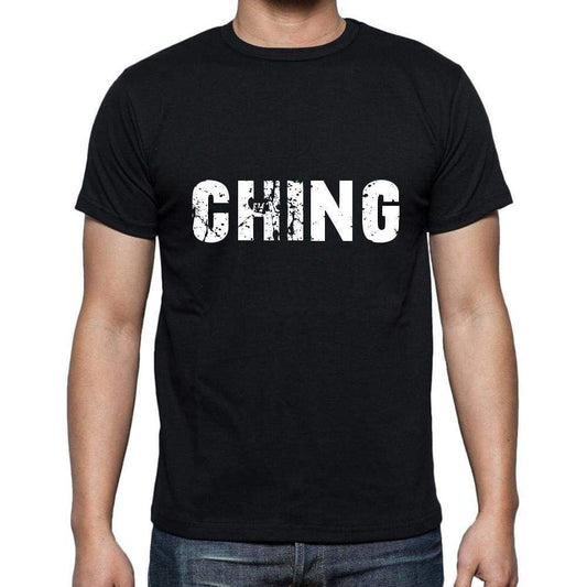 Ching Mens Short Sleeve Round Neck T-Shirt 5 Letters Black Word 00006 - Casual