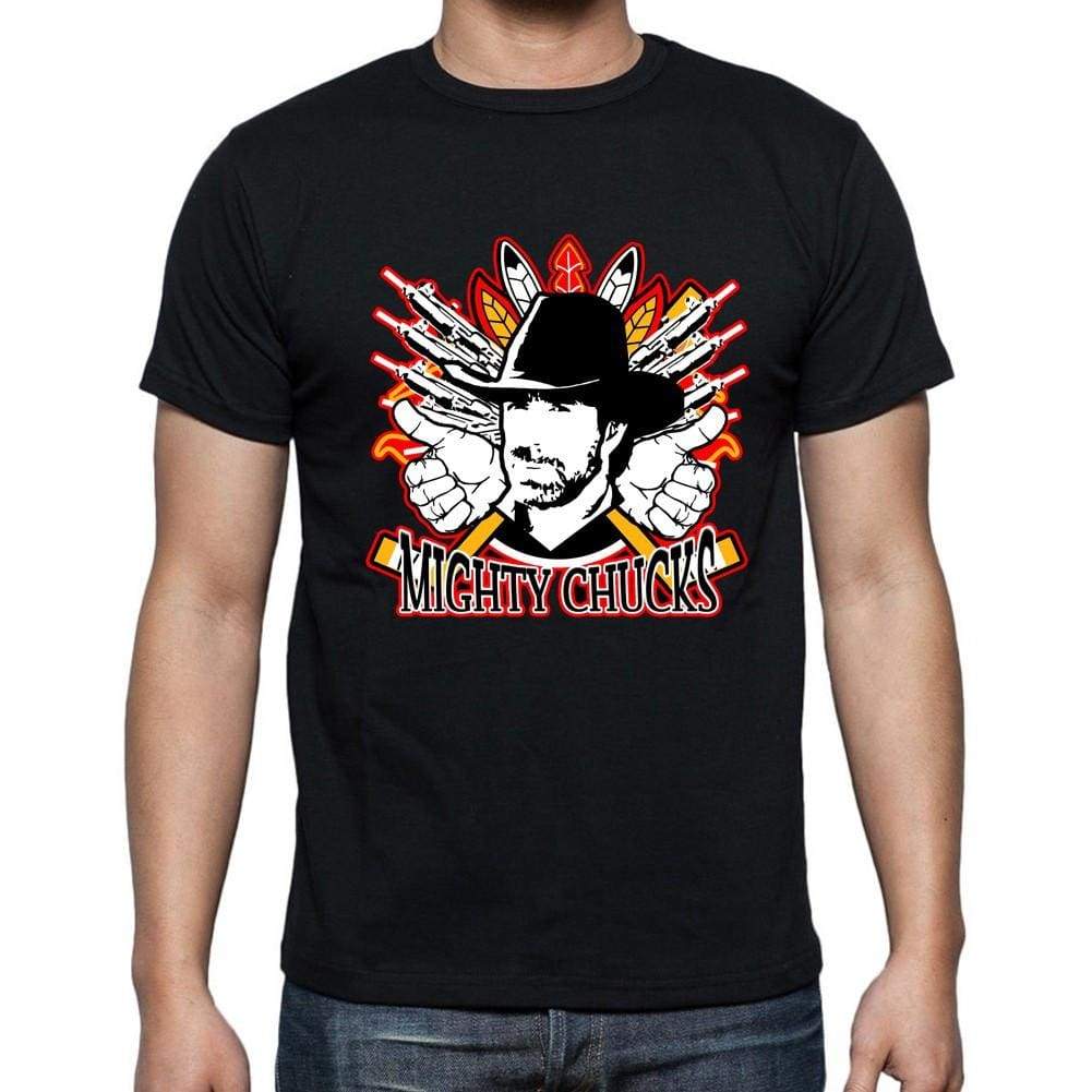 Chuck Norris Mighty Chucks Black Mens Black T-Shirt 100% Cotton 00248