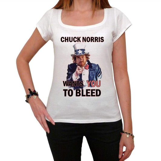 Chuck Norris Wants You To Bleed Womens Short Sleeve Scoop Neck Tee 00218