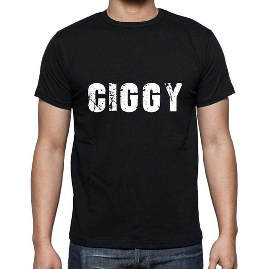 Ciggy Mens Short Sleeve Round Neck T-Shirt 5 Letters Black Word 00006 - Casual