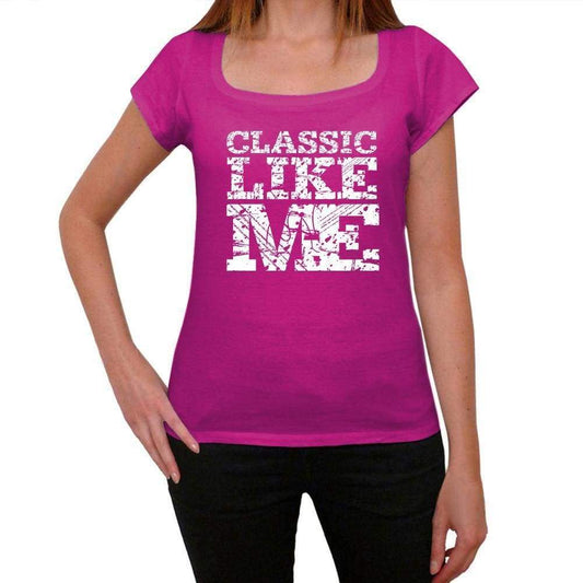 Classic Like Me Pink Womens Short Sleeve Round Neck T-Shirt 00053 - Pink / Xs - Casual