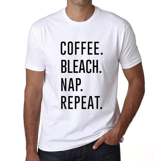 Coffee Bleach Nap Repeat Mens Short Sleeve Round Neck T-Shirt 00058 - White / S - Casual