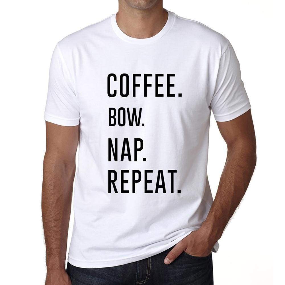 Coffee Bow Nap Repeat Mens Short Sleeve Round Neck T-Shirt 00058 - White / S - Casual