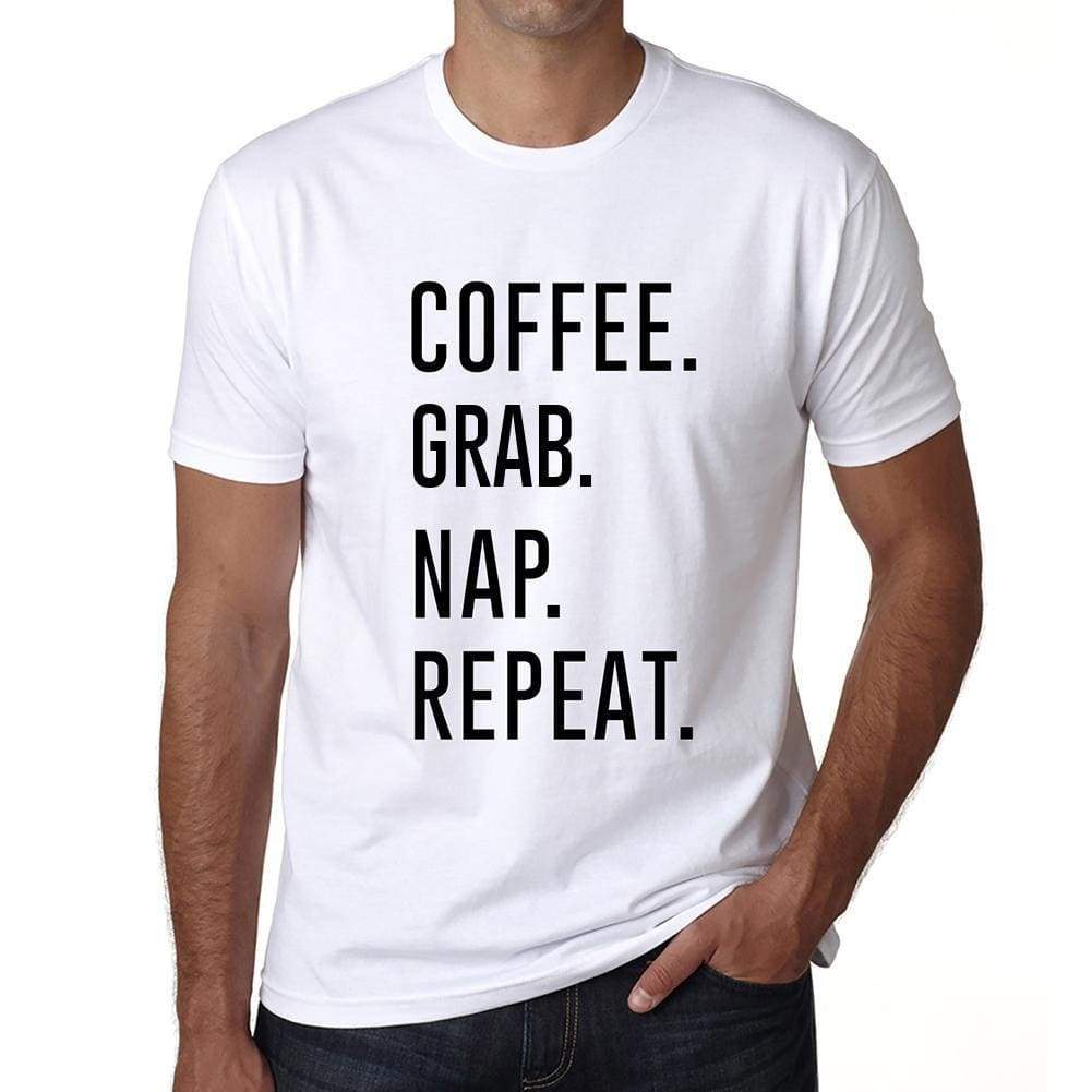 Coffee Grab Nap Repeat Mens Short Sleeve Round Neck T-Shirt 00058 - White / S - Casual