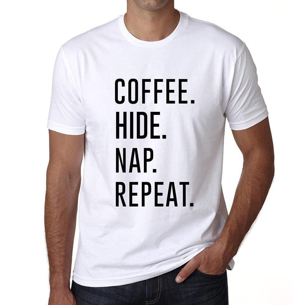 Coffee Hide Nap Repeat Mens Short Sleeve Round Neck T-Shirt 00058 - White / S - Casual